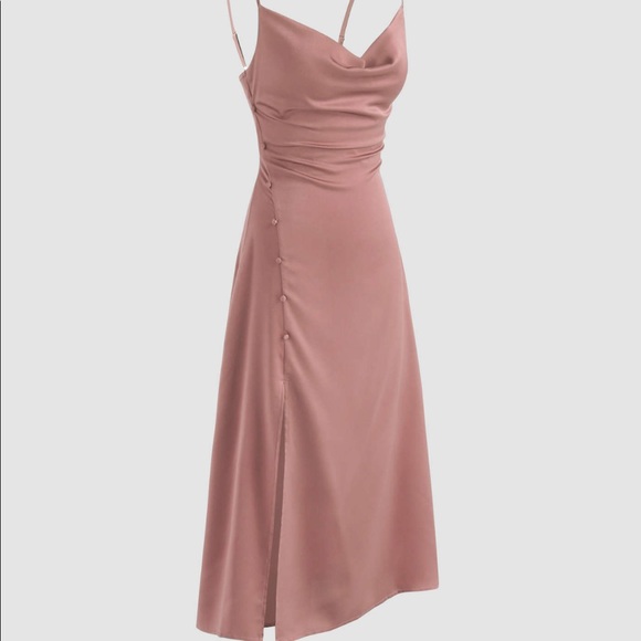 Slip dress with slit and button details - Picture 2 of 3